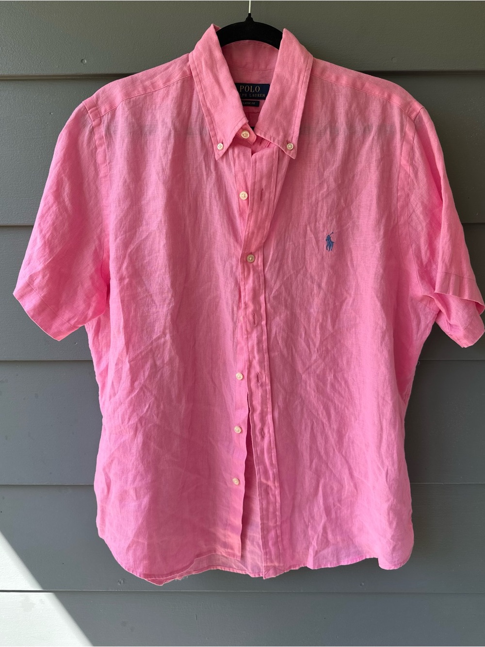 Polo Ralph Lauren pink men’s linen shirt Sz L